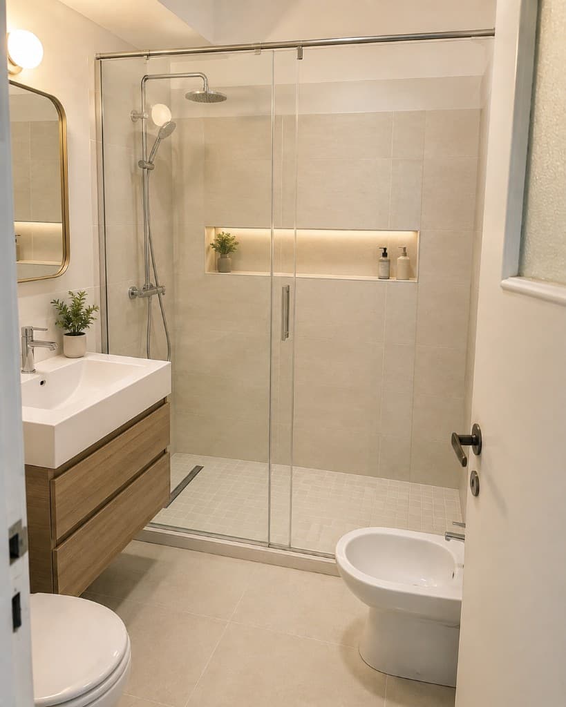 Güngören Merkez Mahallesi yeni duşakabinli modern banyo