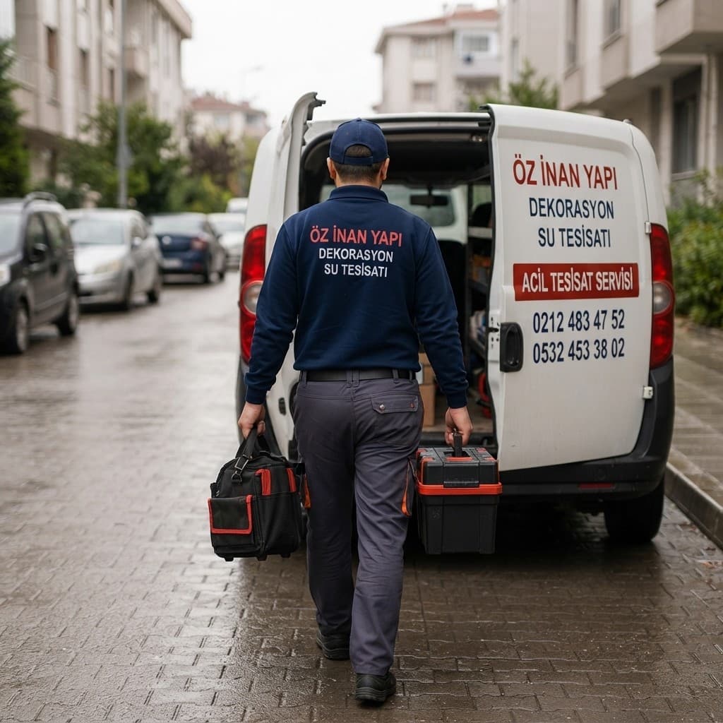 Öz İnan Yapı acil tesisat ekibi servis aracı ve ekipmanlarıyla sahaya çıkıyor